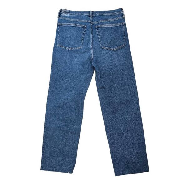 J. Crew Stovepipe Signature Jeans Women's 32 Blue Denim Frayed Zip Fly Stretch - Picture 7 of 7